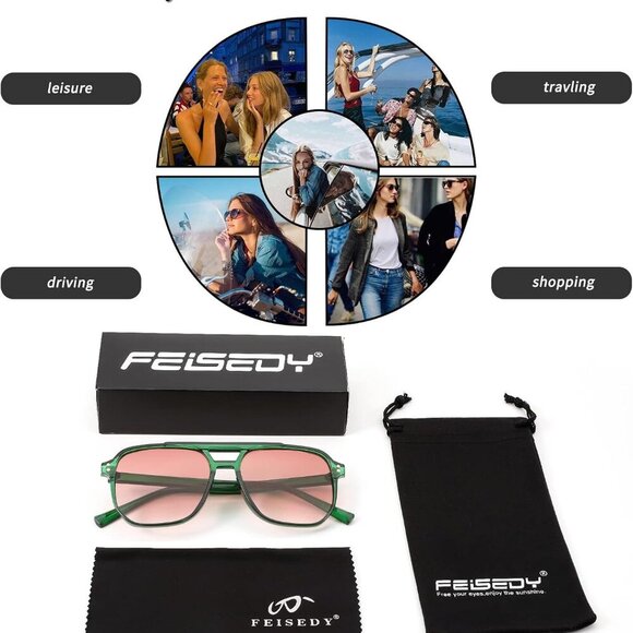 Retro Square Aviator Sunglasses Women Men 70s Vintage Trendy Plastic Frame Sun G - Picture 7 of 13